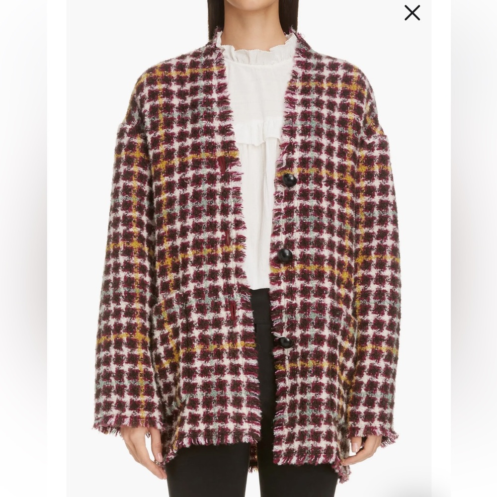 Isabel Marant Dianaly Red Tweed Cardian Coat in 36